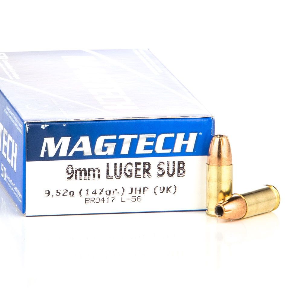 Magtech 9x19 JHP Subsonic, 147gr